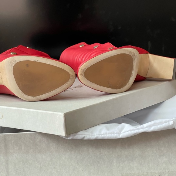 Jimmy Choo Shoes Jimmy Choo Dayno Red Leather Mid-Calf Boots - Picture 4 of 6